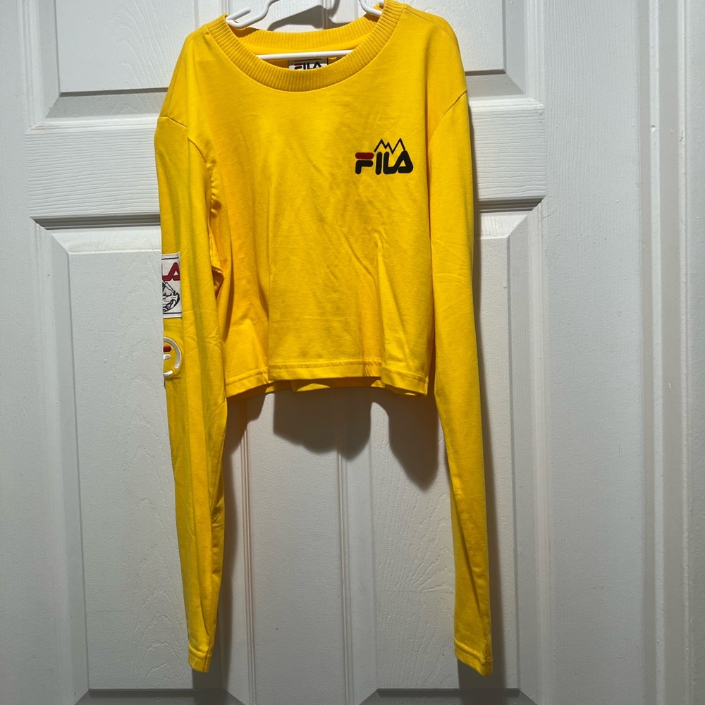 Fila neon Yellow Crop Top with Long Sleeves